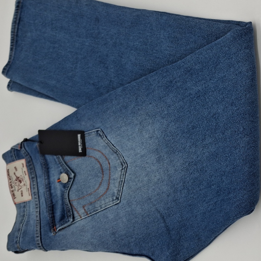 True Religion Ricky Straight Leg Jean Flap Pockets Baseline Blue 34x34